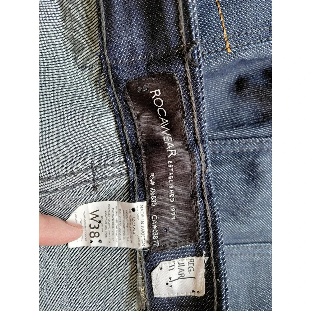 Rocawear Mens Regular Fit Indigo Blue Denim Jeans 10-683-O W38 Streetwear Y2K